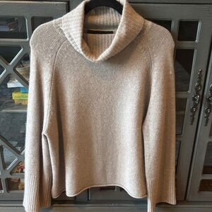 360 Cashmere Women's Cowl Neck 100% Cashmere Sweater in Taupe